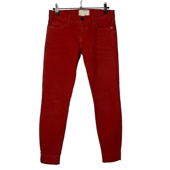 Current/Elliott The Slit Stiletto Paprika Red Orange Low Rise Skinny Jeans 24 - Picture 1 of 4